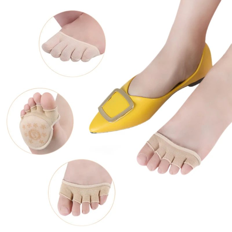 

2pieces=1pair Feet Care Women Forefoot Pad Half Palm Toe Separator Cushion Anti-Slip Protector High Heels Insole Female Pedicure