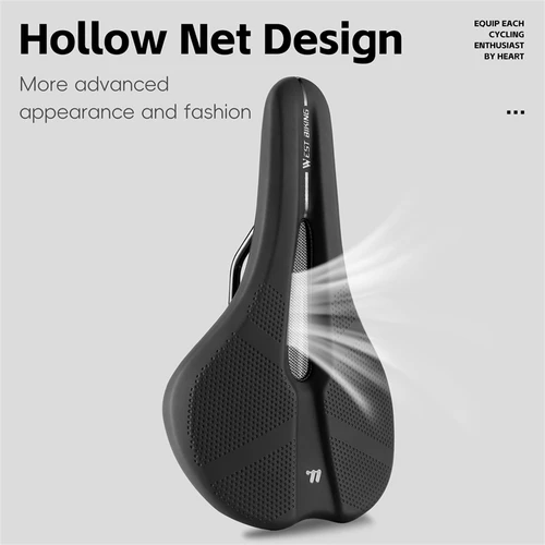 Imagen 2 del producto Sillín de bicicleta WEST BIKING, cojín de ciclismo hueco y transpirable, asiento de bicicleta de PU impermeable con absorción de impactos, accesorios para bicicleta de montaña y carretera