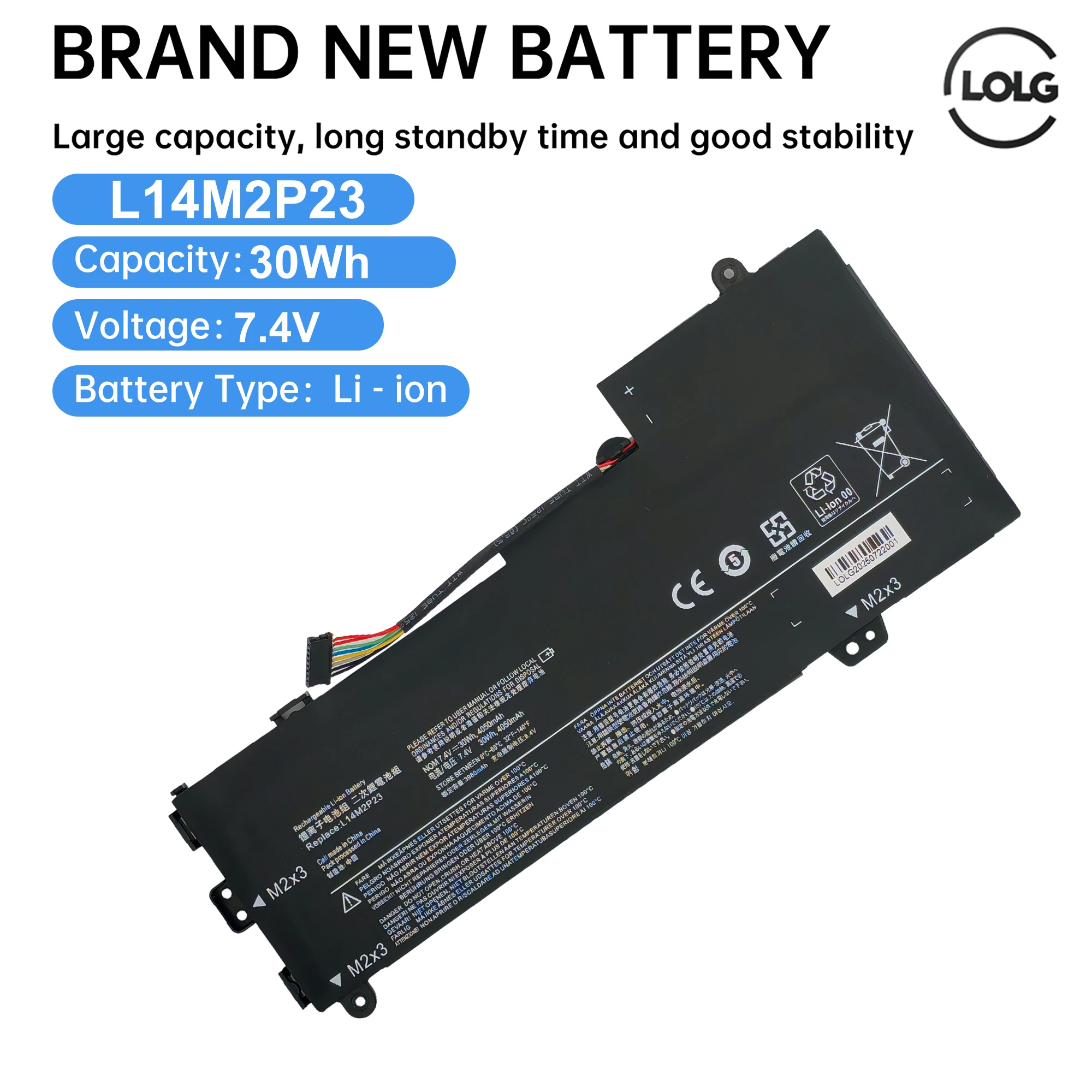 

L14M2P23 (ДЛИННЫЙ ПРОВОД) Аккумулятор L14M2P24 L15M2PB6 7,4 В 30 Втч 7,6 В 35 Втч для Lenovo IdeaPad 100-14IBY 510S-13ISK U30 U31-70 E31-70 80M5