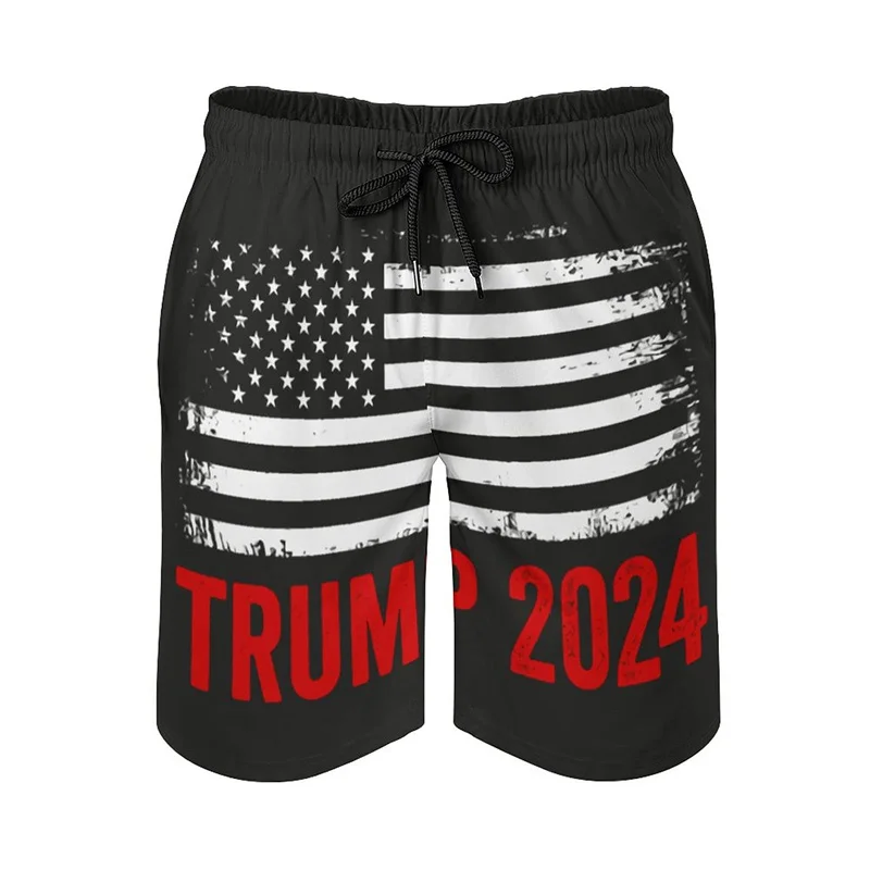 New In Donald Trump Beach Shorts For Men American President Trump 2024 Swimming Trunks Surfing Board Shorts Male Street Clothes