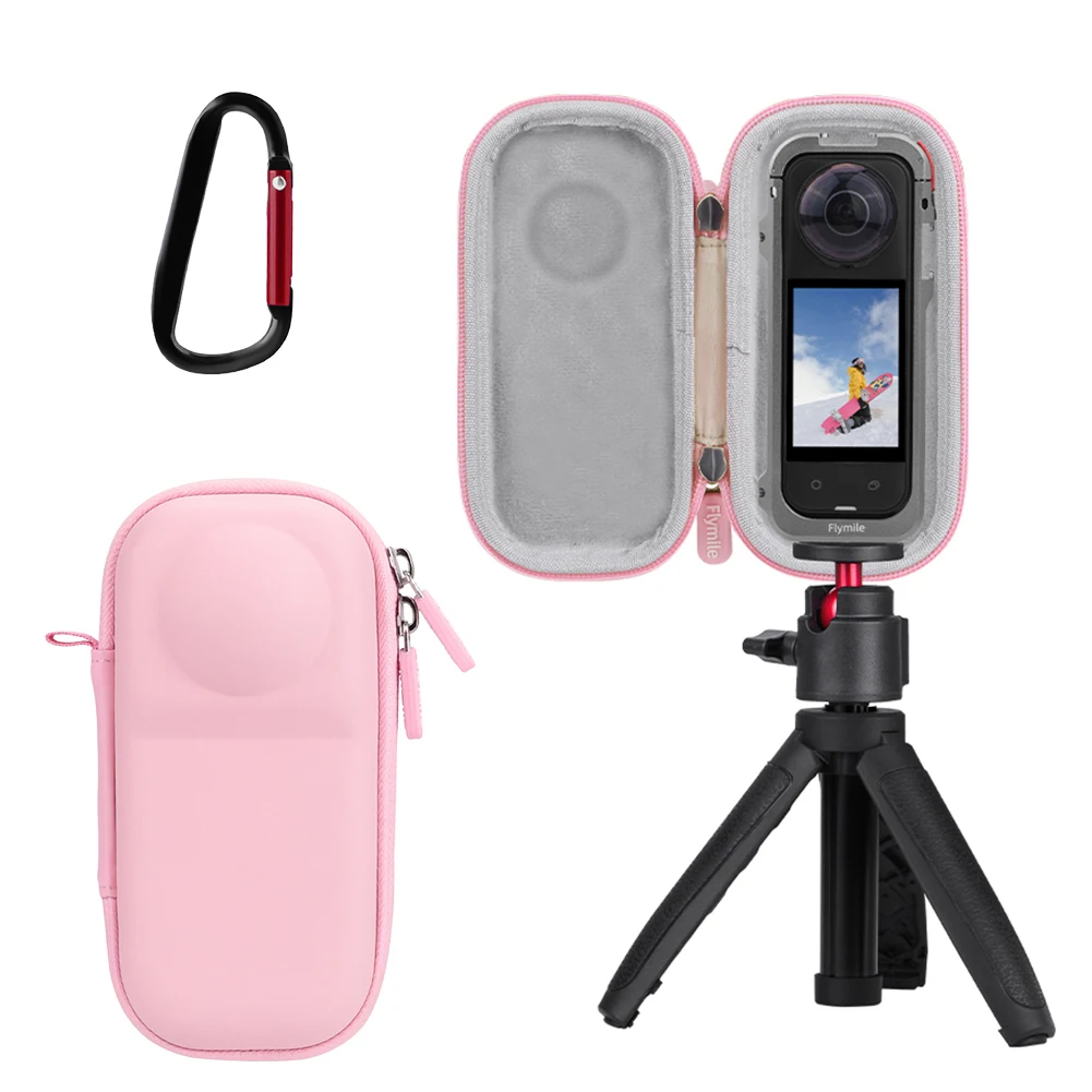 

Портативный защитный чехол-сумка из полиуретана с панорамным обзором и крышкой для объектива для Insta360X5 (розовый)