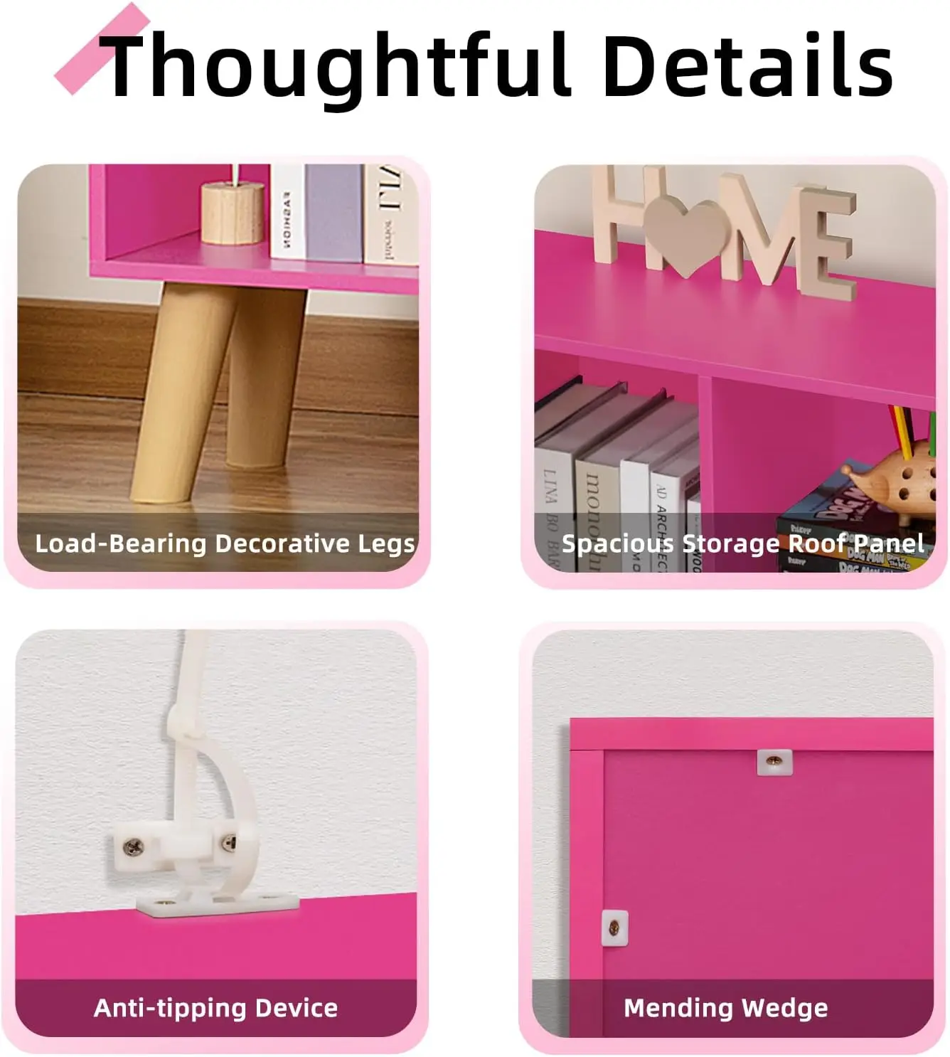 رف كتب مكون من 10 مكعبات، خزانة كتب وردية حديثة مكونة من 3 طبقات مع أرجل، رف تخزين واسع لغرفة النوم وغرفة المعيشة والمكتب والمنزل الدافئ