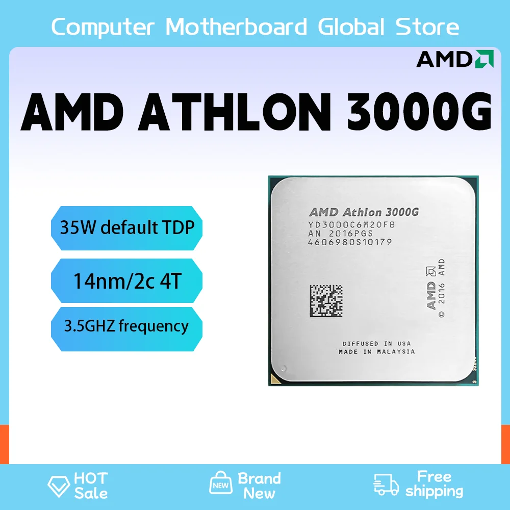 AMD-Processador de CPU Quad-Thread, Usado, Athlon, 3000G, X2-3000G, 3,5 GHz, Dual-Core, Soquete AM4, YD3000C6M2OFH Used CPUs