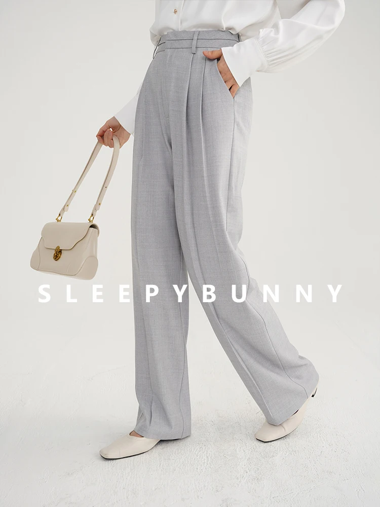 Double-Breasted Blazer and High-Waist Wide-Leg Trousers Set – Sophisticated Business Casual with Contrasting Cuff Detail