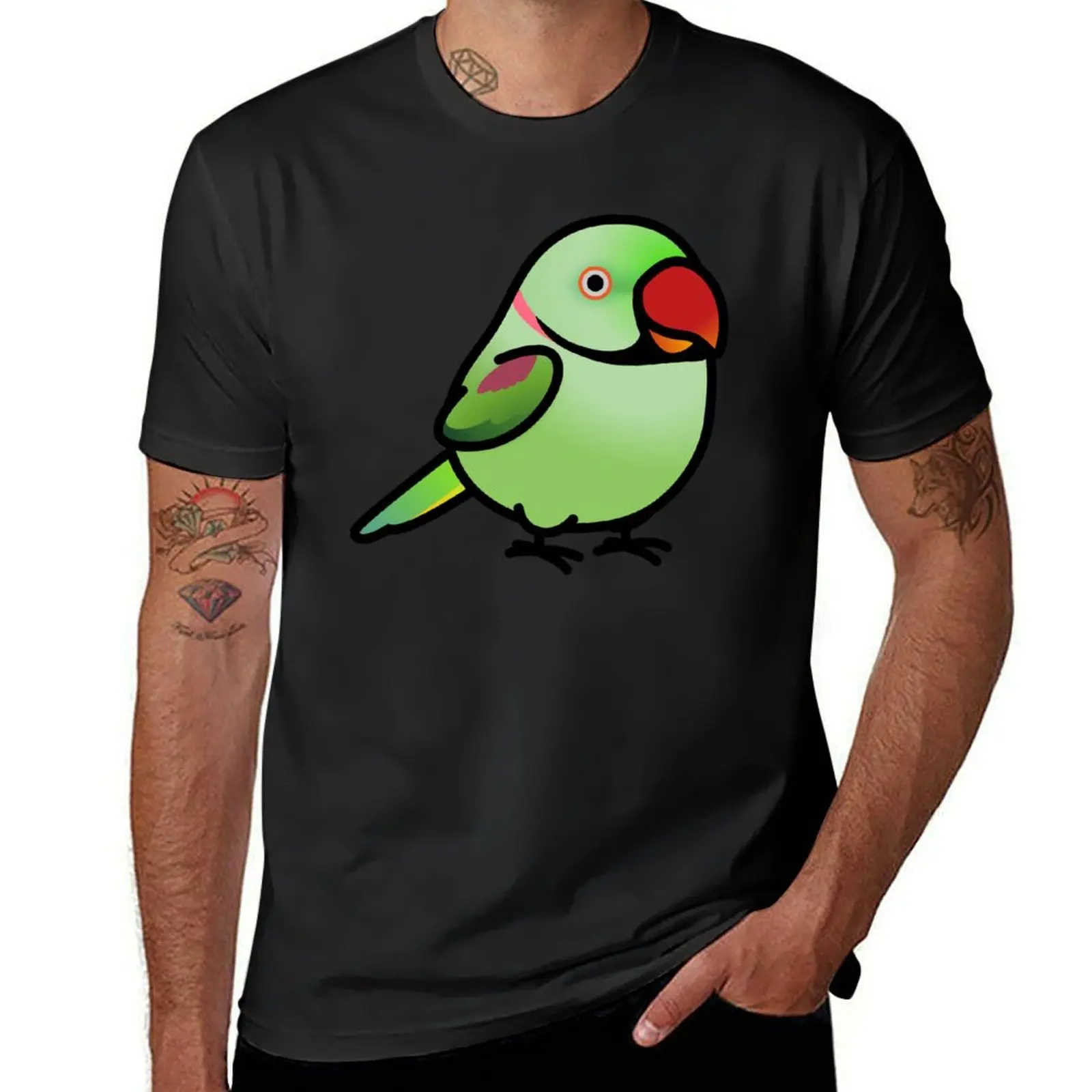 Chubby Alexandrine Parakeet Male T-Shirt plus size clothes Short sleeve tee hippie clothes mens workout shirts