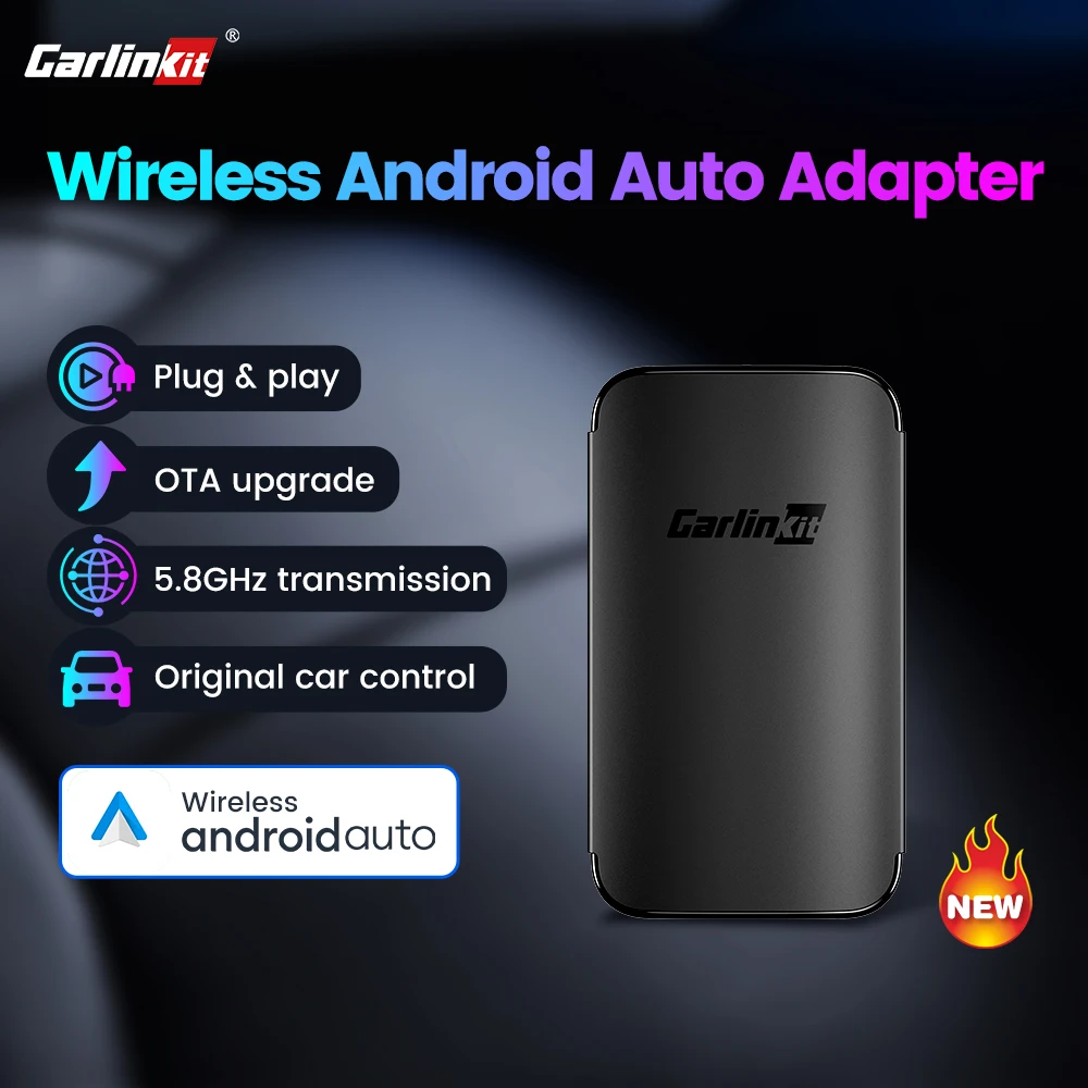 CarlinKit A2A Android Auto Wireless Adapter Plug and Play Wireless Android Auto Dongle for OEM AndroidAuto Compatibled Cars 4.0