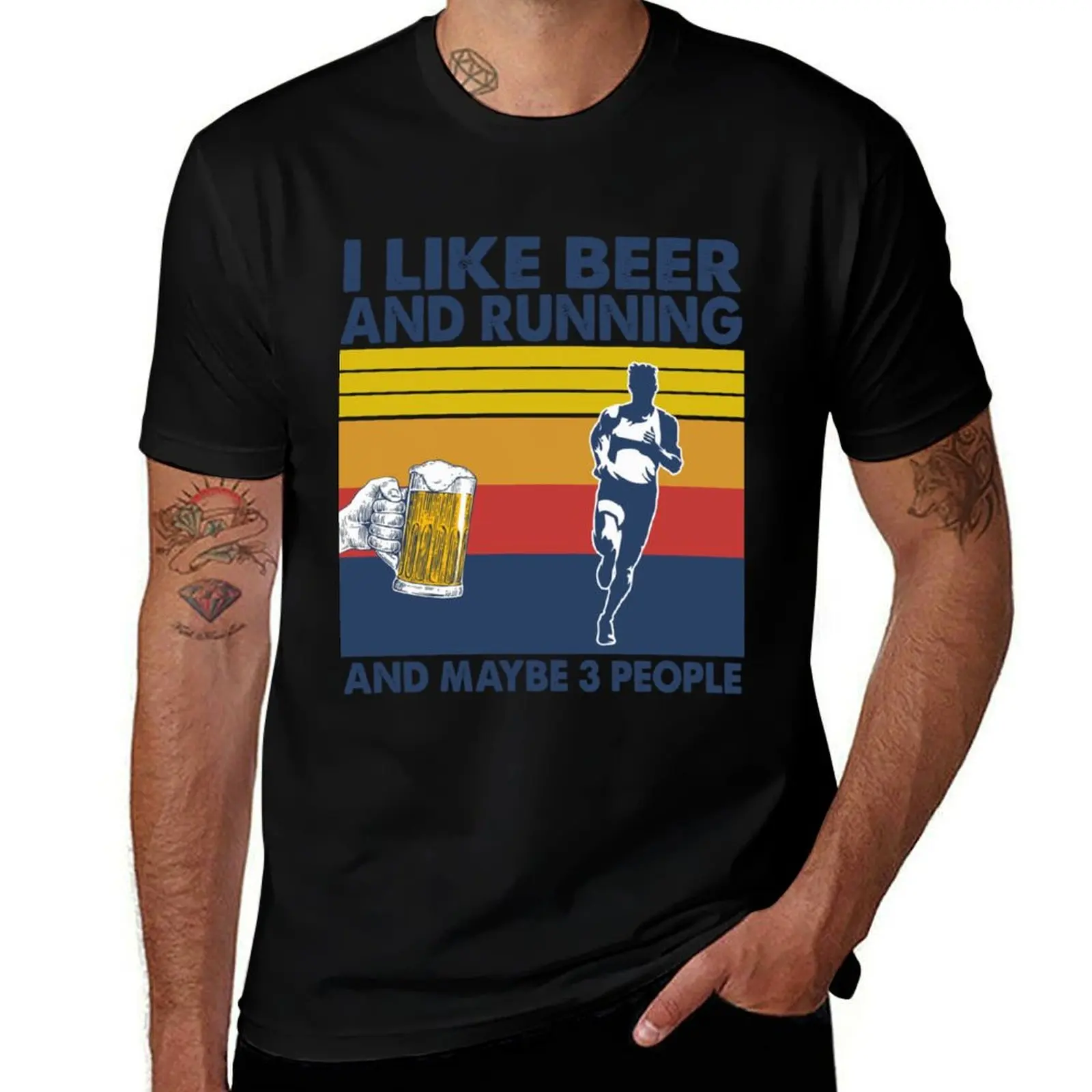 

I like beer and running and maybe 3 peopl| Perfect Gift T-Shirt man t shirt heavy cotton T-Shirt