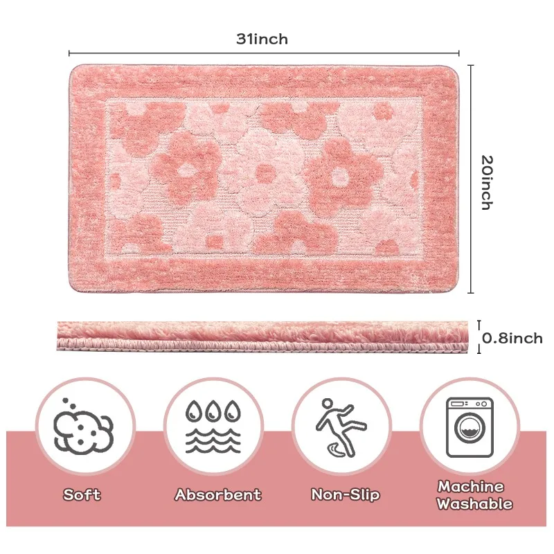 Aesthetic Flower Tufting Rug Bathroom Antislip Plush Carpet Soft Cherry Blossom Tufted Mat Bedrooom Decoration Headboard Rug