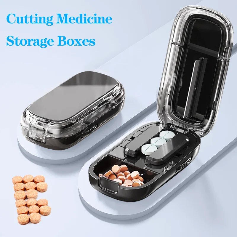 

New Quartering Pill Cutter Storage Box Portable Multi Function Drug Cut Medicine Waterproof Removable Cleaning Cut Medicine Box