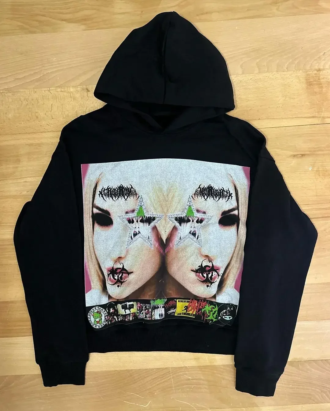 Drolandmiller Caution Hoodies Women Goth Streetwear Tops Couples