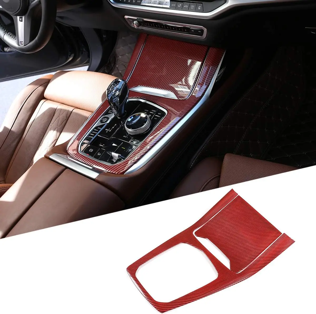 

Carbon Fiber Color Center Console Gear Shift Panel Decoration Cover Trim For BMW X5 G05 X7 G07 2019-22 LHD Car Styling Interior