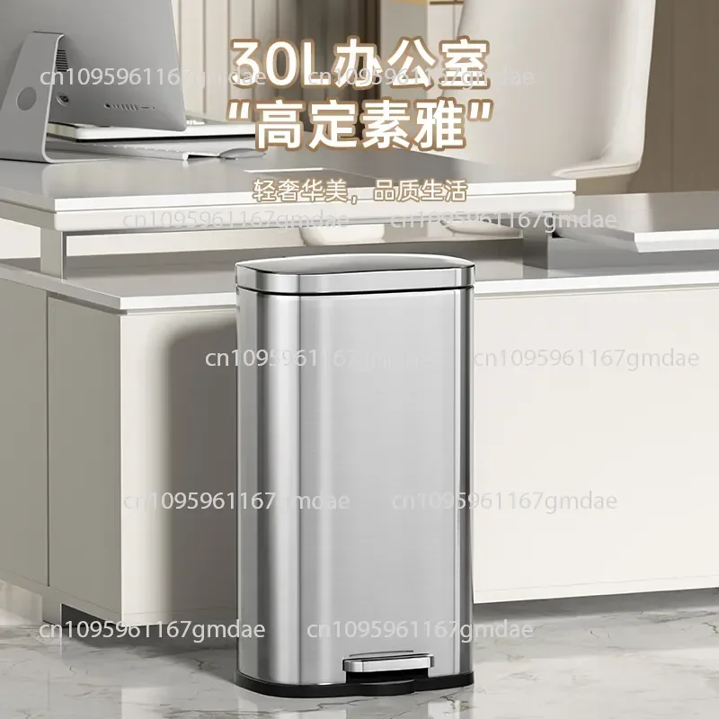 Large trash can, kitchen special with lid, stainless steel household foot-operated toilet, toilet, commercial office