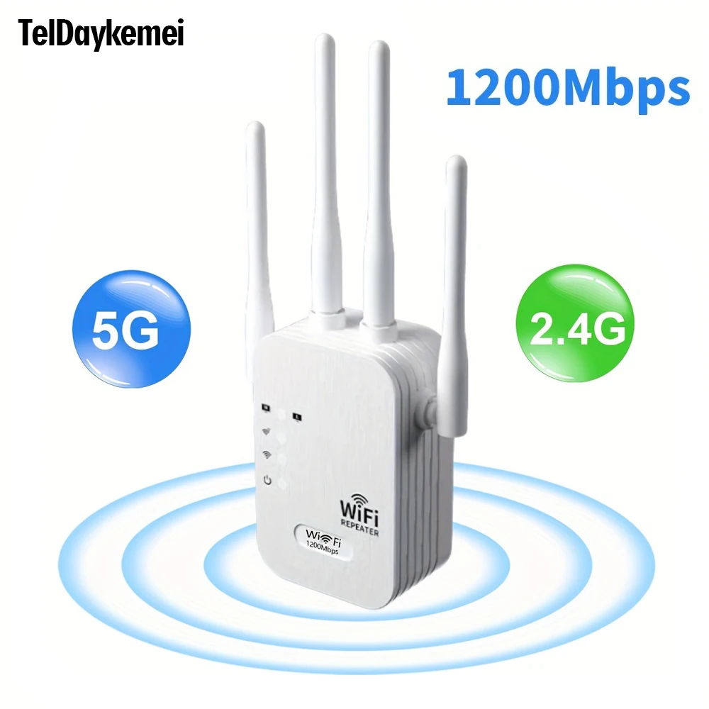 1200Mbps WiFi Repeater Wireless WIFI Extende WiFi Booster 2.4G/5G Dual-band Network Amplifier Long Range Signal WiFi Router