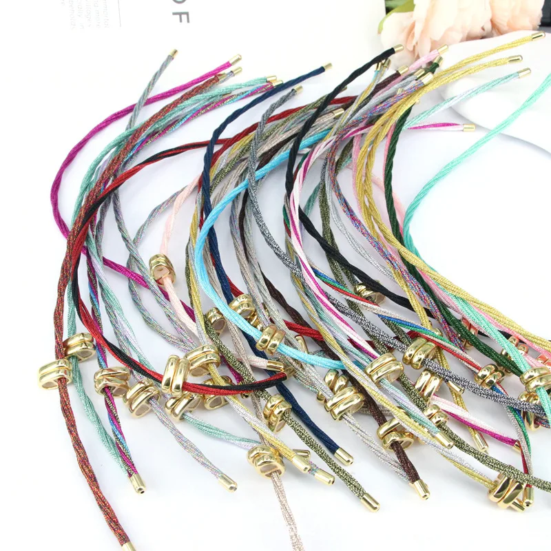 5PcsAdjustable multi-color bracelet 3mm eight buckle five-strand gold thread bracelet DIY hand rope work in progress Accessories