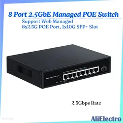 2.5gb Web Managed Poe 8 Port 2.5GBASE-T with 10G SFP+,100W Ieee802.3af/at POE Switch for Surveillance Camera  Freight Free