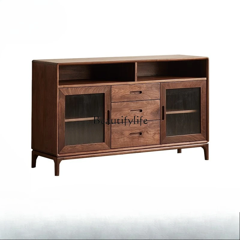 

All solid wood side cabinet North American black walnut Nordic simple restaurant home wall locker