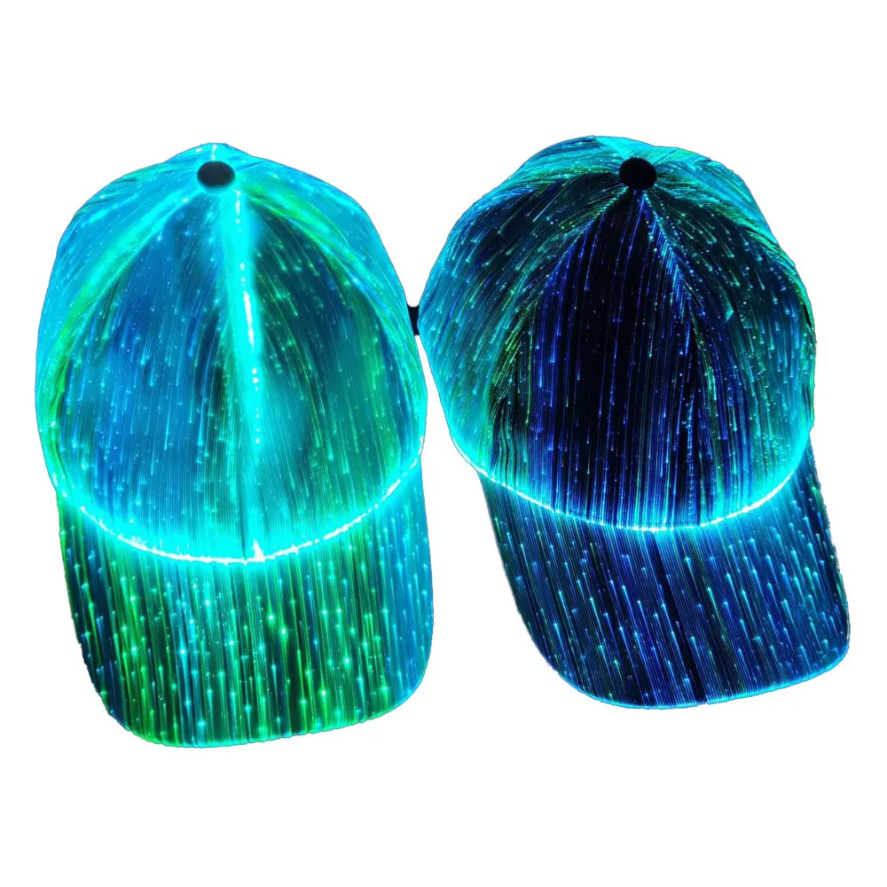 Peaked hat Colorful Led Fiber Optic Shine Cap Hip-hop Party Performance Hat Couple Flash Bar Bungee Shine Baseball Trucker