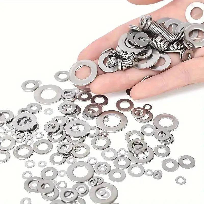 240pcs 304 Stainless Steel Flat Washers Set, Perfect For Home Decor, Factory Repair, Kitchens, Shops & More