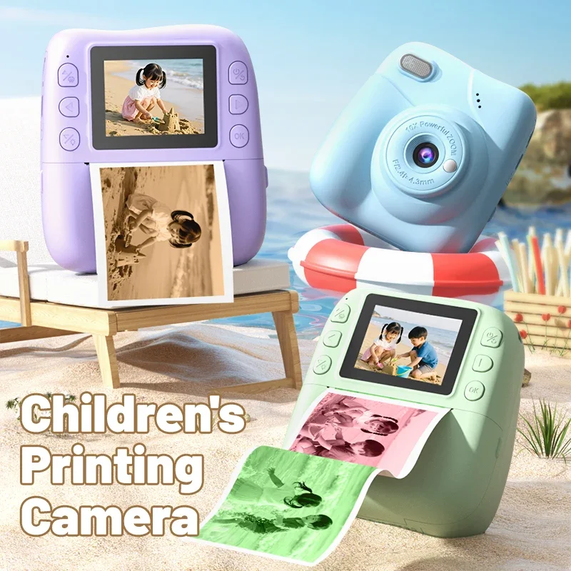 

Children Digital Camera Photography Instant Print Photo 1080P HD With Video Recorder Mini Thermal Printer Educational Kids Gift