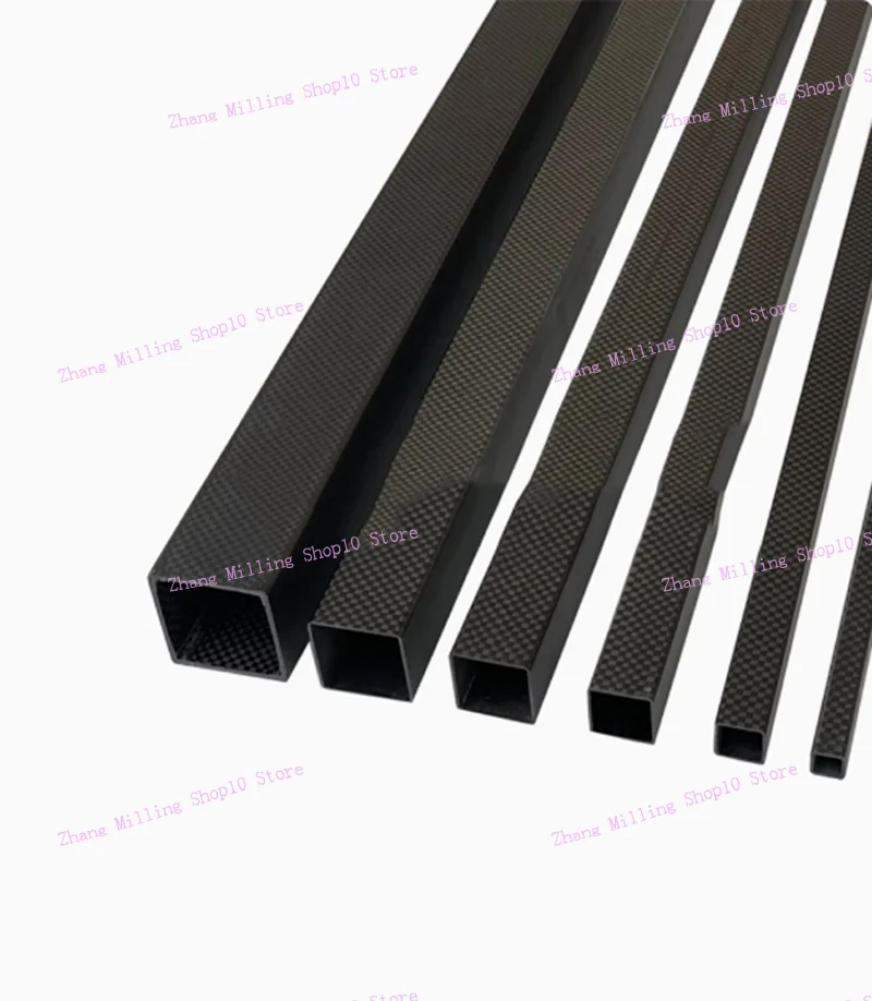 1PC Rectangle 3K Full Carbon Fiber Square Tube Plain Glossy Surface High Strength Length 500mm OD 15mm 20mm 22mm 25mm 30mm