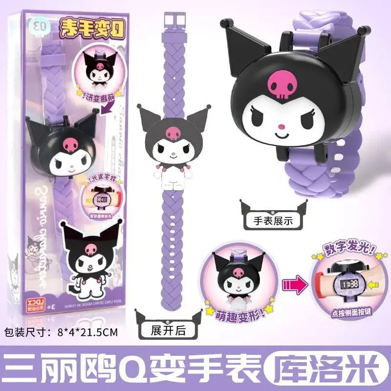 Sanrios Children Watch New Cartoon Anime Cute Kuromi Melody Cinnamoroll Female Student Fashion Luminous Kid Students Gifts