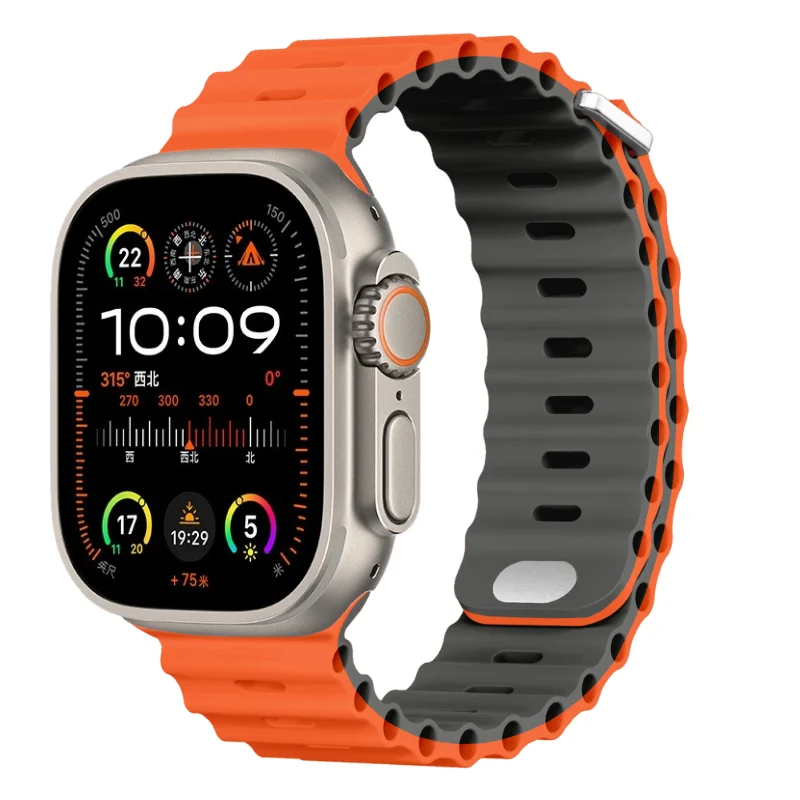 Ocean Strap für Apple Watch Ultra 49 mm Band 45 mm 41 mm 44 mm 40 mm 46 mm 42 mm Silikonarmband iWatch Serie 10 9 8 7 6 5 3 SE Band