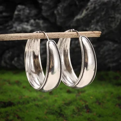 Retro Fashion Ethnic Style Wide Version Large Hoop Earrings Women's Personalized Earrings Jewelry