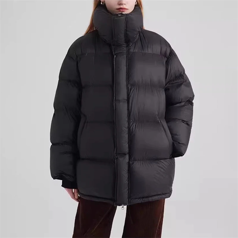 

2024 winter new women's large lapel thick warm 90 white duck down jacket y2k high quality fashion loose casual bread clothes