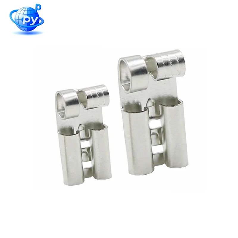 DJD031-2 Brass Flag-Type Female Plug Connector 6.3mm4.8mm 90° Right Angle - L Shape Crimp Terminal for Automotive Wiring