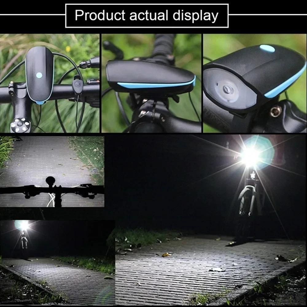 Lanterna Farol Led Bike Com Buzina Bicicleta Recarregável Usb