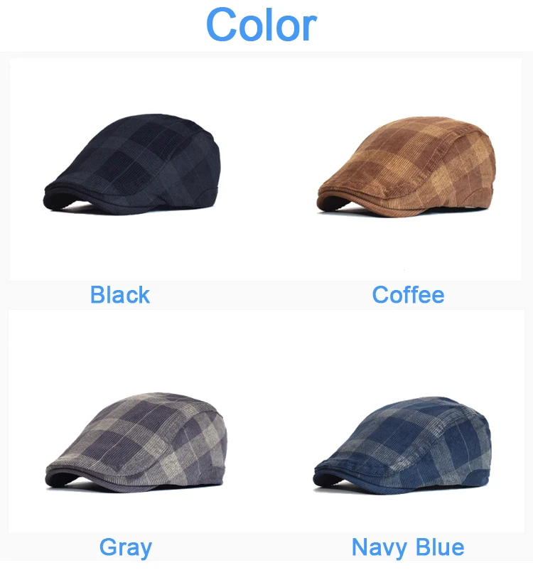 Neue Ankunft Männer Hüte Winter Vintage Plaid Dicken Baskenmütze Hut Cord Zeitungsjunge Mütze Männer England Gatsby Retro Hut Fahrer Flache kappe – Detail 6