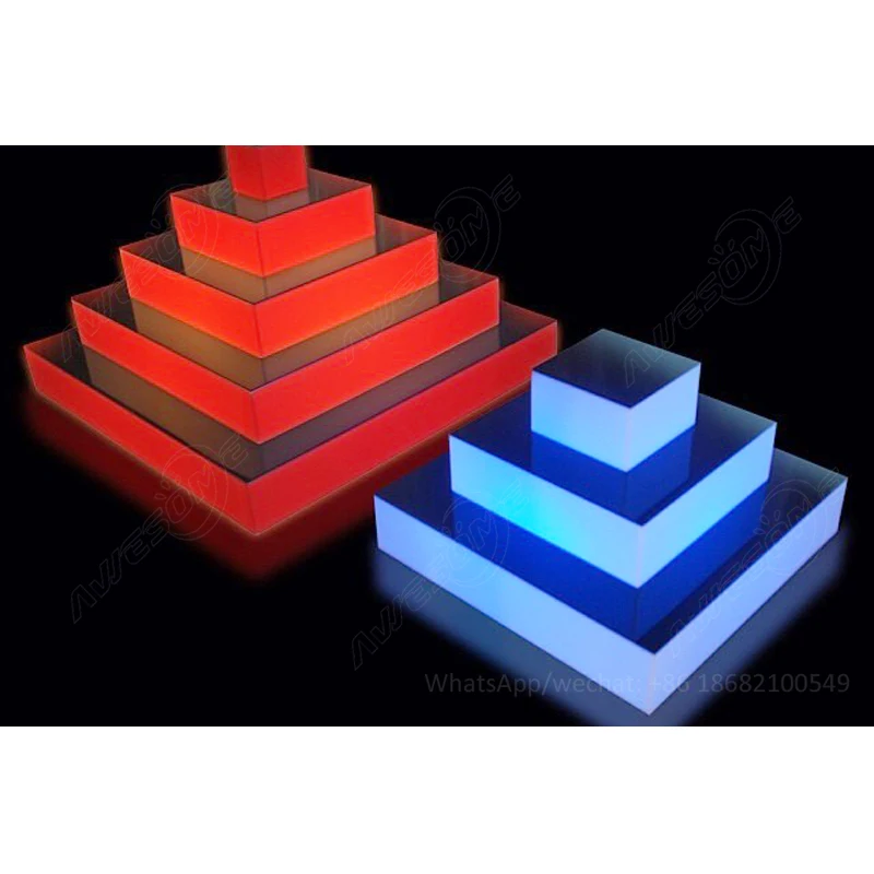 Led Illuminated 3 Level Acrylic Perspex Pyramid (Bb104)