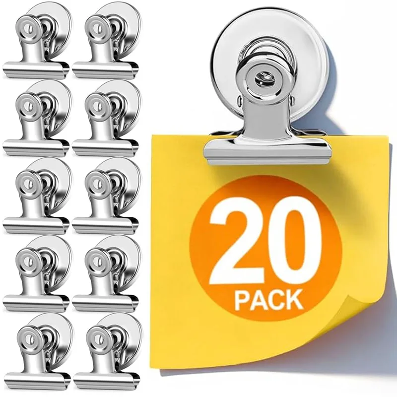 1-20pcs Magnetic Clip Fridge Magnet Circular Metal Clip Punch-free Hook DIY Storage Rack Photo Magnetic Clip Home Organization