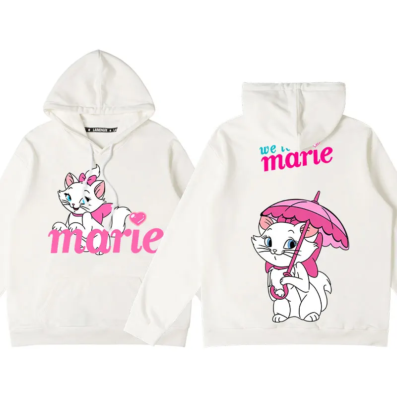 Disney The AristoCats Sweater  Disney Marie Women\'s Small Autumn  Winter Hooded Jacket Girls\' Clothes Cute Cartoon  Comfortable