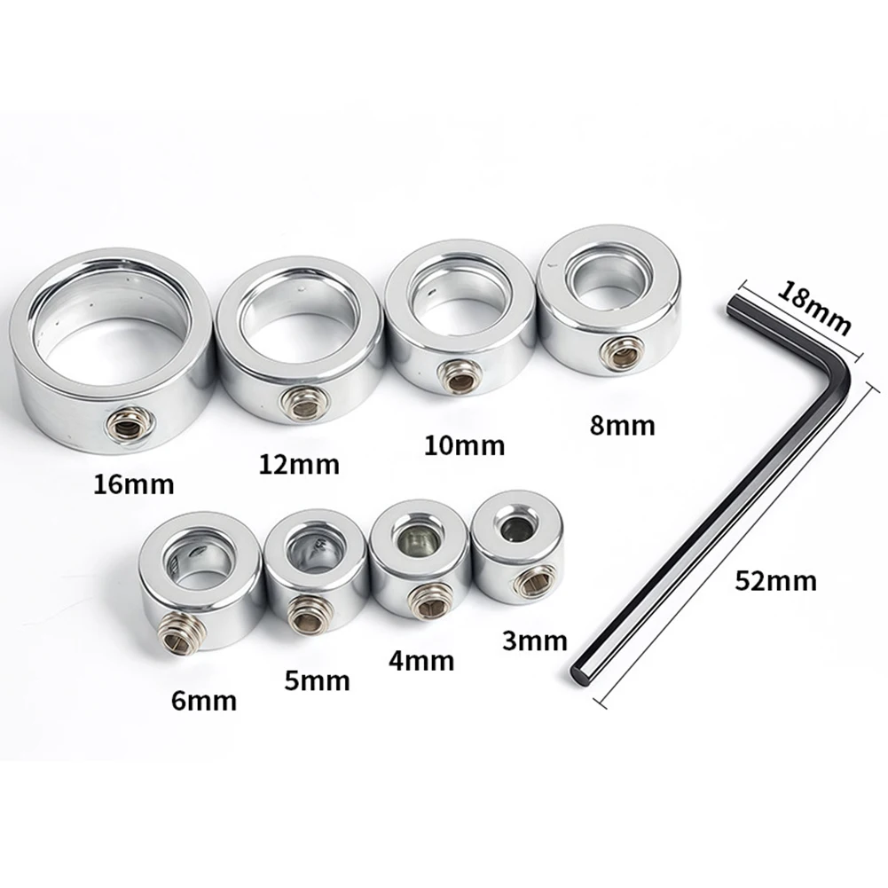 8PCS Stainless Steel Drill Bit Depth Stop Collar Set 3-16mm Drilling Depth Limiter Positioner Rings With Hex Key For Precise Hol