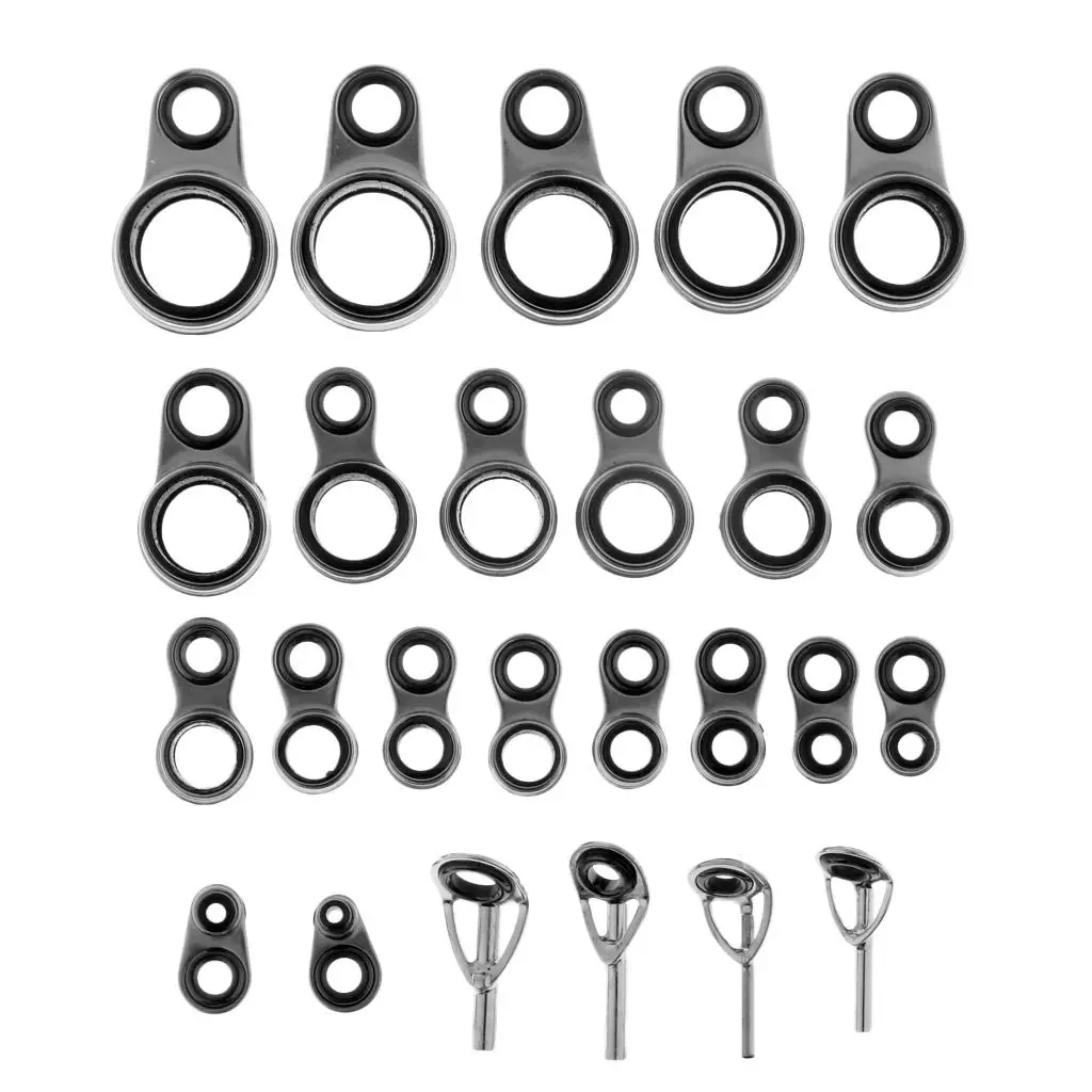 5 Pieces Fishing Rod Tip Kit SIC Eye Rod Pole Guides Tip Kit 5 Mixed Sizes