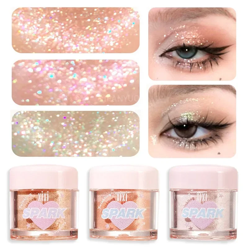 3 Colors Glitter Highlighters Powder Diamond Shimmer Eye Shadow Pearlescent Face Body Brightening Smooth Natural Contour Makeup