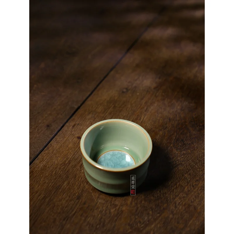 [Wu Jin Bingxin Jade Skin Bamboo Joint Cup] Longquan Celadon High-End Tea Set Chinese Ice Crack Tea Cup Kombucha Single Cup