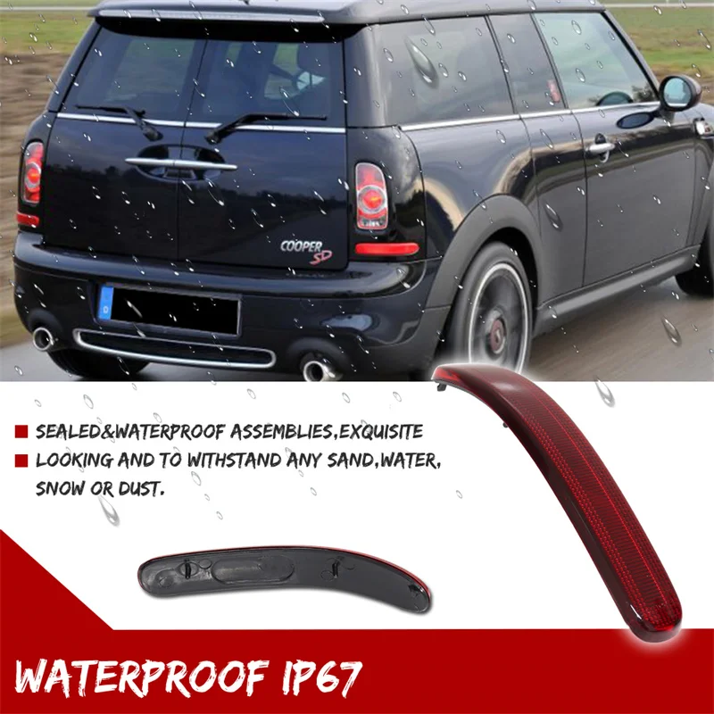 2pcs Red Lens Car Rear Bumper Reflector Tail/Brake Light Cover Housings For 2008-2014 Mini Cooper Clubman R55, No Bulb / Socket