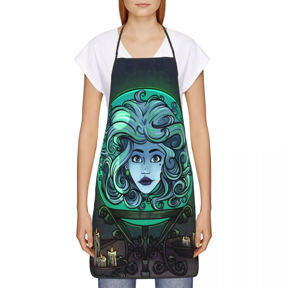 Custom Madame Leota Apron Women Men Unisex Bib Halloween Ghost Monster Cooking Kitchen Tablier Cuisine Chef Baking