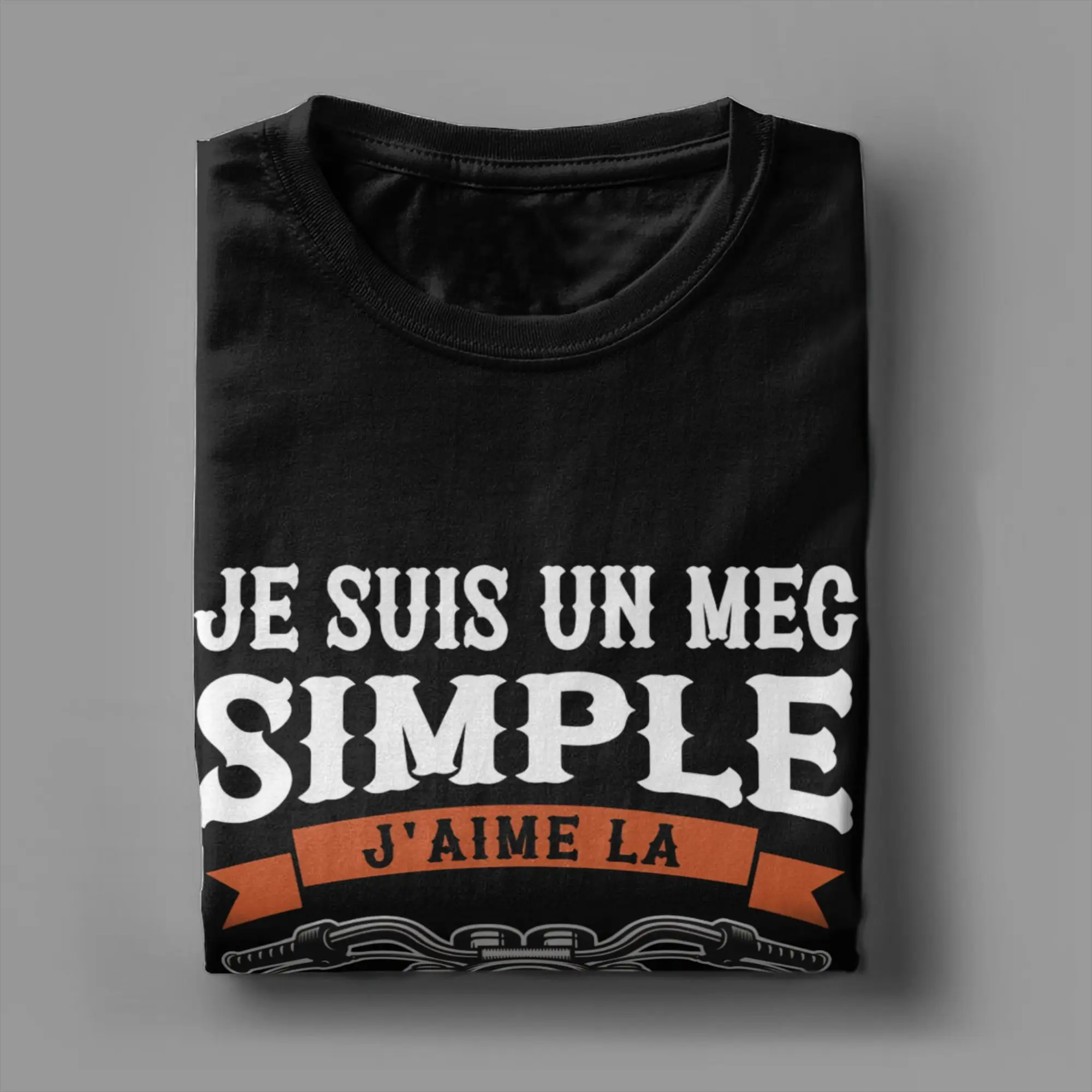Printed Je Suis Un Mec Simple J aime La Moto Et Apéro Motorcycle  T Shirt For Unisex  100% Cotton T-shirts Short Sleeve Clothes