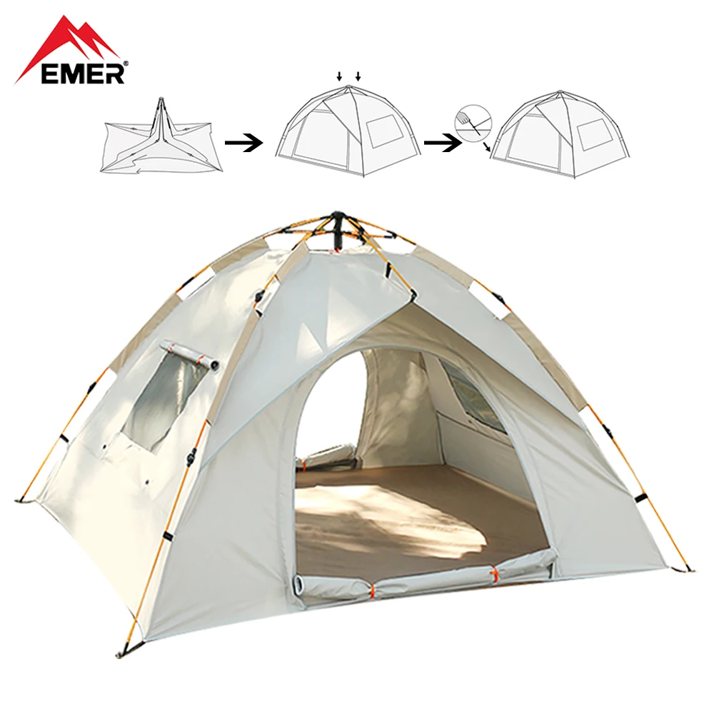 

EMER UPF50+ Outdoor Camping Tent Automatic Thickened Quick Open Beach Camping Shelter Waterproof Sun Protection Field for Family