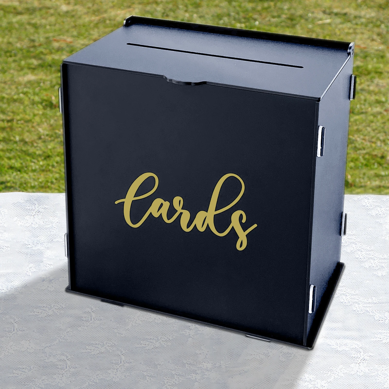 

OurWarm Black Frosted Card Box Wedding Invitation Acrylic Card Box Anniversary Baby Shower Supplies Money Gift Wishing Well Box