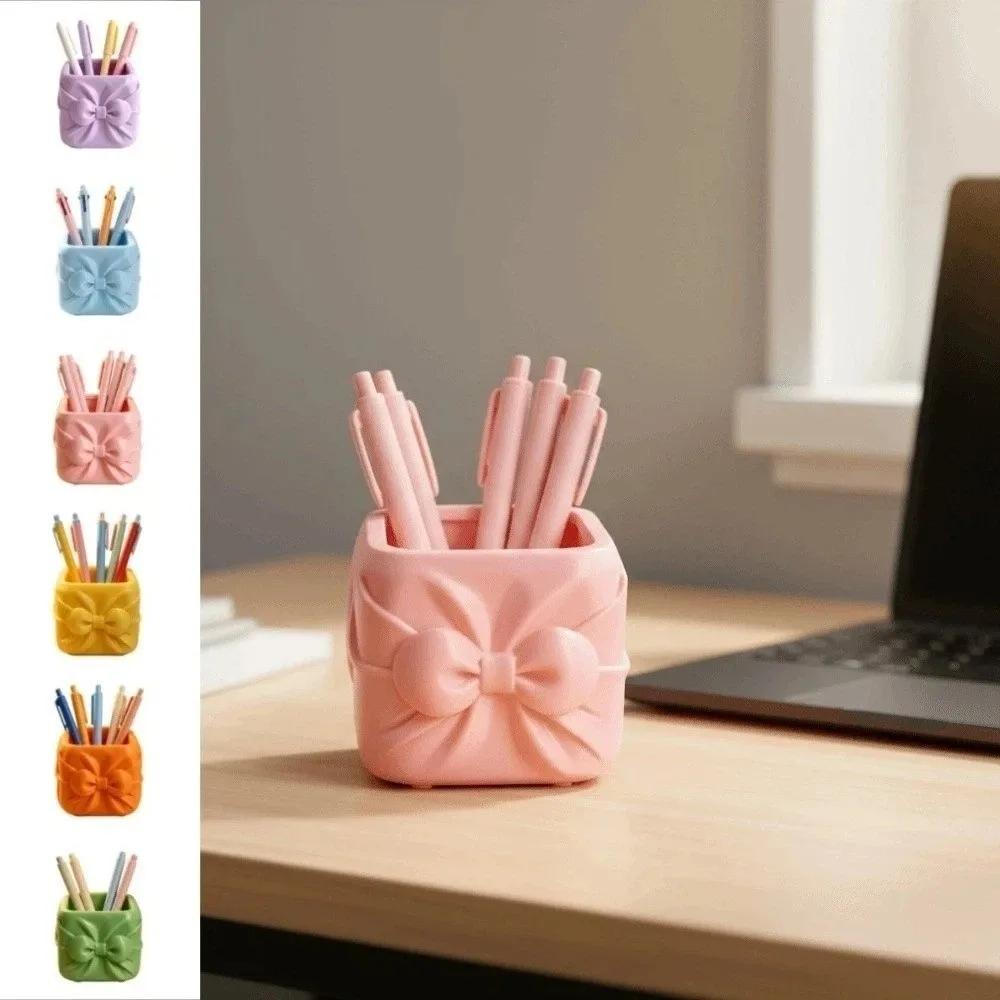 Ornament Bowknot Pen Holder Stationery Storage Makeup Brush Bin 3D Printed Pen Stand Pencil Rack Stable Model