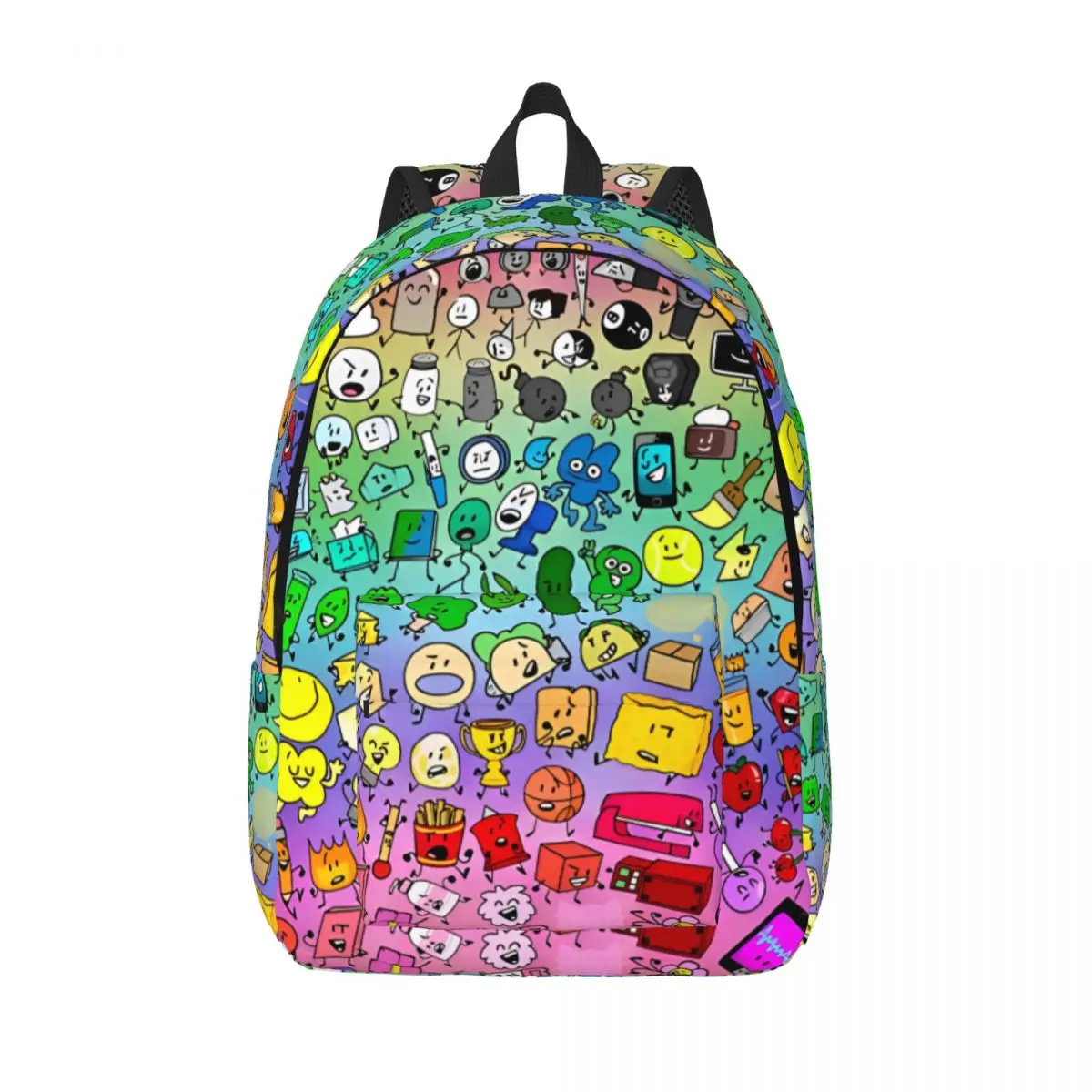 BFDI Inanimate Insanity Characters Rainbow Backpack Men Women School Hiking Travel Daypack Laptop Computer Canvas Bags Sports