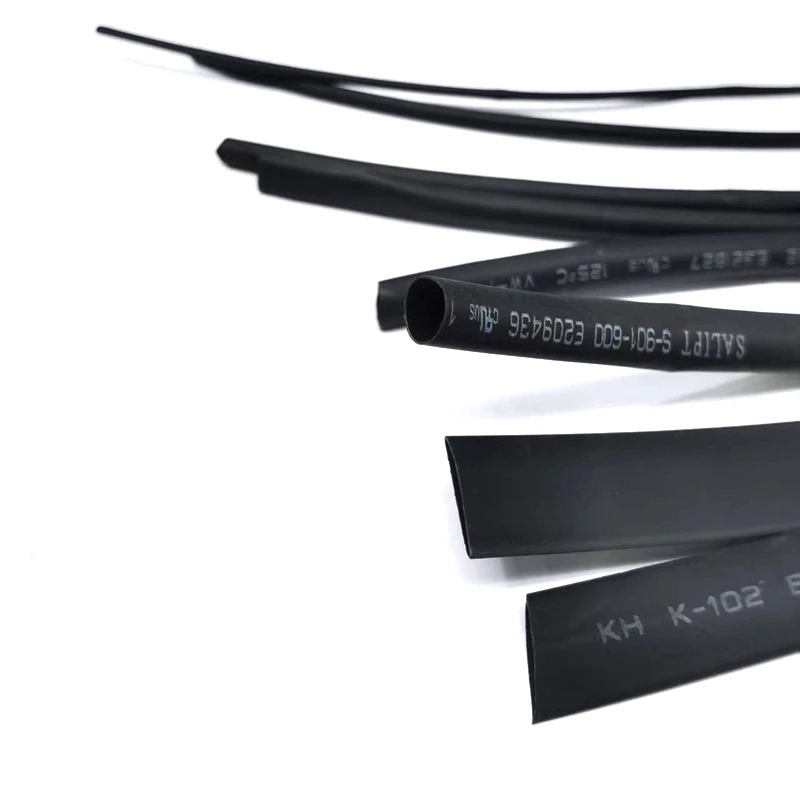 5Meters/LOT Black Heat Shrinkable Tube 1mm 1.5mm 2mm 3mm 4mm 5mm 6mm 7mm 8mm 10mm Black Insulation Sleeve 125C