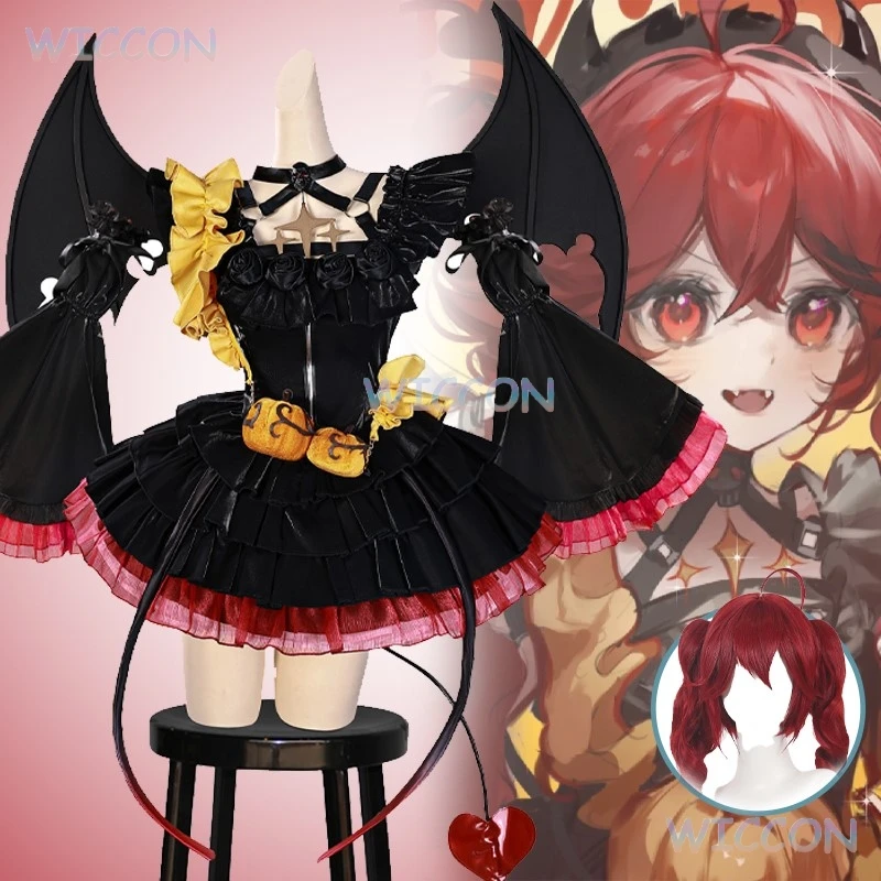 

Mikuku Devil Costume Game Project Sekai Accurate Outfit Full Set with Horns Tail StockingsWomen Halloween Party Cosplay