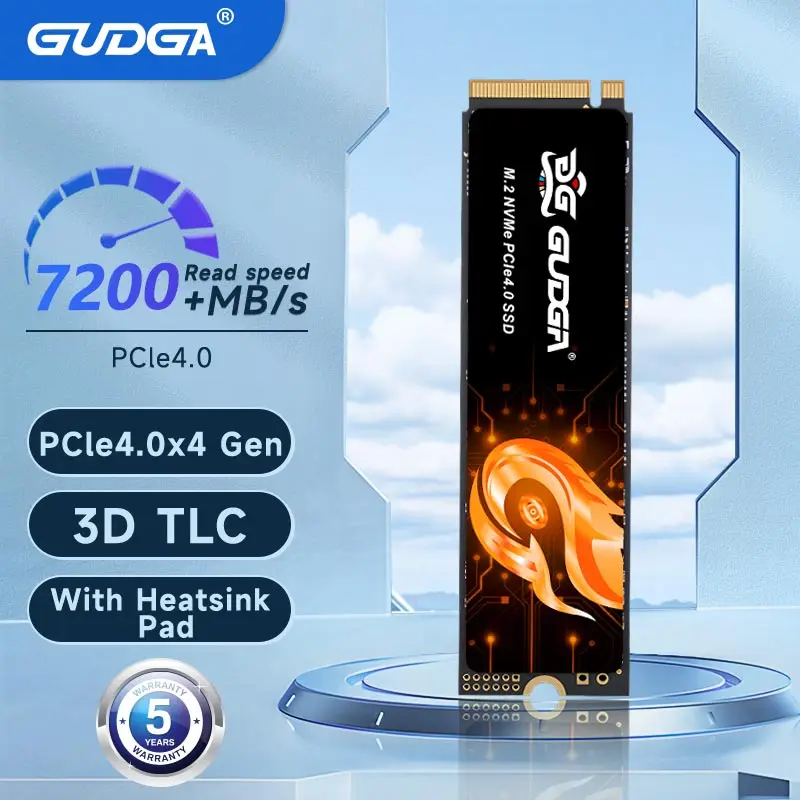 GUDGA SSD M2 Nvme 3D TLC 1TB 2TB 7200 เมกะไบต์/วินาที PCIe4.0x4 ภายใน Solid State Drive สําหรับ PS5 แล็ปท็อป PC เดสก์ท็อป