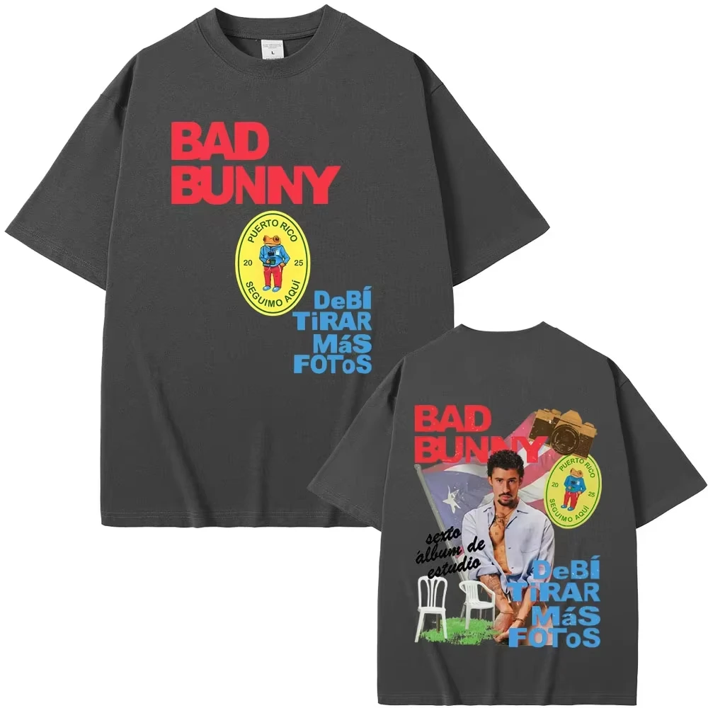 Rapper Bad Bunny DeBi TiRAR MaS FOToS DTMF 2026 Tour T Shirts Men Women Hip Hop Pop Music T-shirts Male Retro Oversized Tshirts