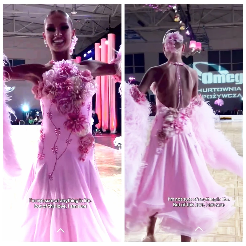 

flower ballroom dress for Competition modern dance Costume ABCDance Store ballroom dance dress adult Standard Dance Dress